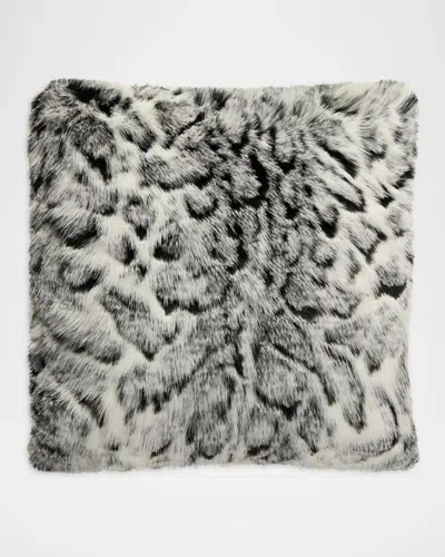 Lyla Grant Snow Leopard-print Faux Fox Pillow, 20" Square In Animal Print