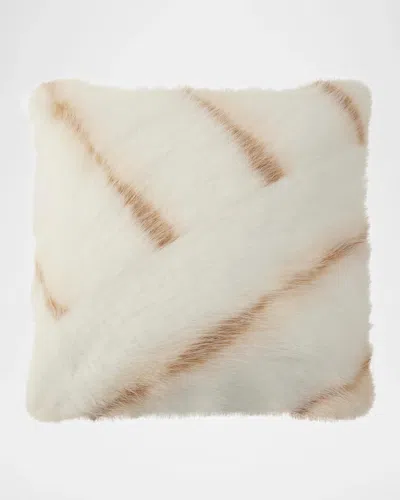 Lyla Grant Striped Faux Fox Pillow, 20" Square In Neutral