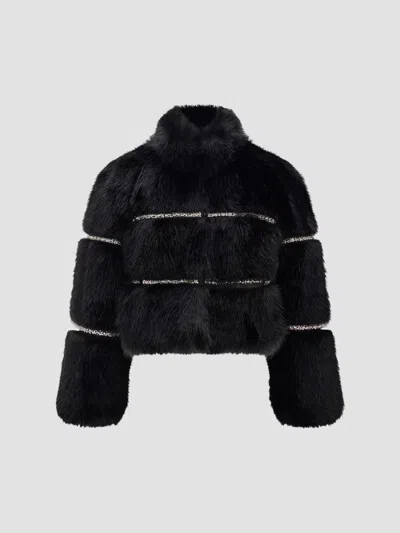 Lyla Grant Women's Coat With Rhinestone Inserts In Black