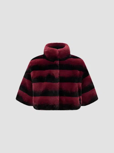 Lyla Grant Women's Faux Fur Chinchilla Bolero Coat In Burgundy Chinch