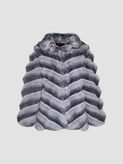 Lyla Grant Women's Faux Fur Chinchilla Jacket In Grey Chinch