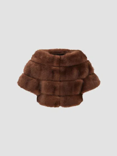 Lyla Grant Women's Faux Fur Chinchilla Stole Coat In Brown