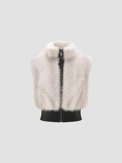 Lyla Grant Women's Faux Fur Cross Fox Vest In White