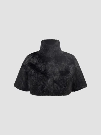 Lyla Grant Women's Faux Fur Fox Bolero Coat In Black