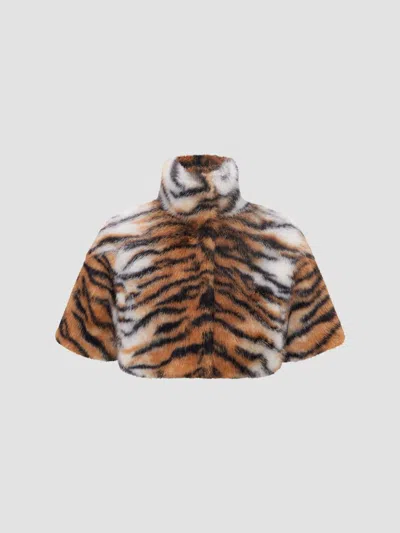 Lyla Grant Women's Faux Fur Fox Bolero Coat In Tiger