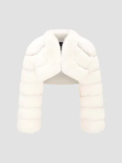 Lyla Grant Women's Faux Fur Fox Bolero Coat With Rhinestones In White