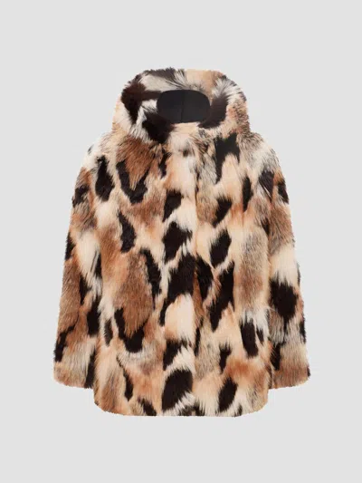 Lyla Grant Women's Faux Fur Fox Coat, Hood In Multicolor