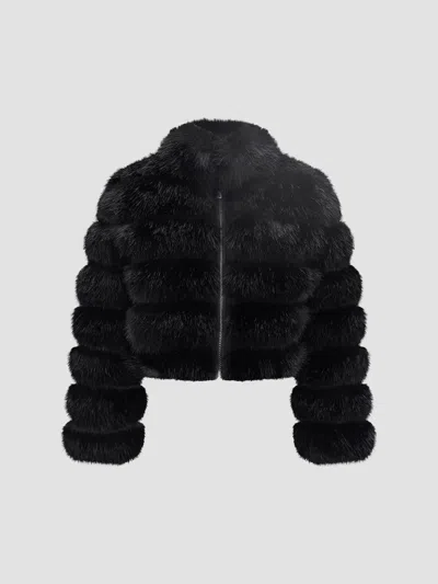 Lyla Grant Women's Faux Fur Fox Reversible Coat In Black