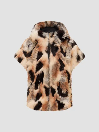 Lyla Grant Women's Faux Fur Fox Reversible Hooded Vest In Brown