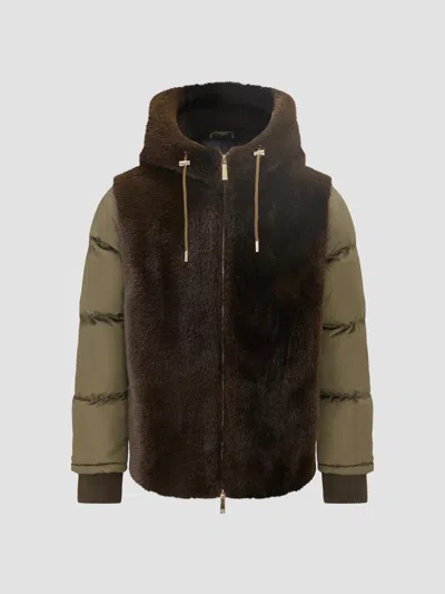 Lyla Grant Women's Faux Fur Mink Quilted Coat In Army Green