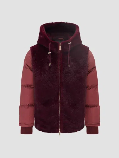 Lyla Grant Women's Faux Fur Mink Quilted Coat In Burgundy