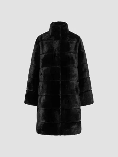 Lyla Grant Women's Faux Fur Mink Reversible Short Coat In Black