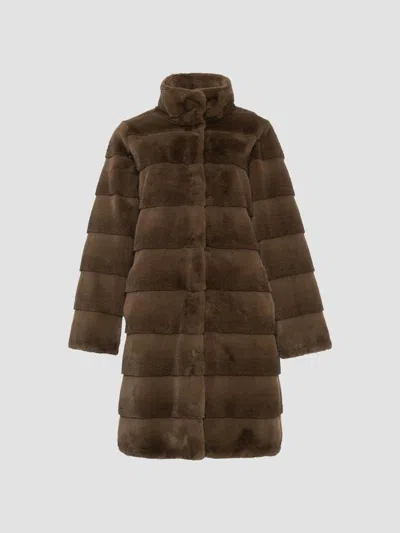 Lyla Grant Women's Faux Fur Mink Reversible Short Coat In Brown