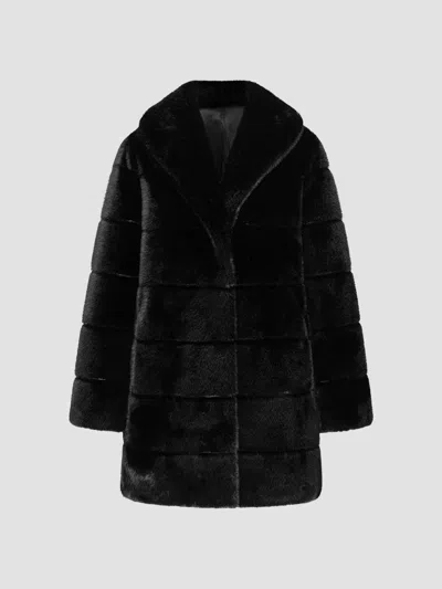 Lyla Grant Women's Faux Fur Mink Stroller Coat In Black