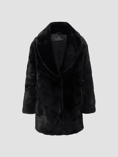 Lyla Grant Women's Faux Fur Mink Stroller Coat In Black