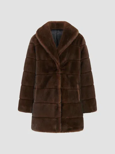 Lyla Grant Women's Faux Fur Mink Stroller Coat In Brown