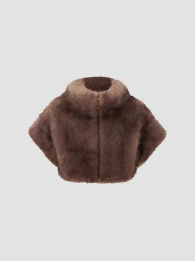 Lyla Grant Women's Faux Fur Sable Bolero Coat In Brown