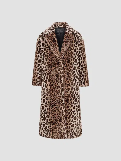 Lyla Grant Women's Faux Fur Sheared Mink Coat In Animal Print