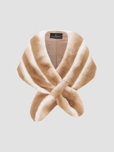 Lyla Grant Women's Fluffy Chinchilla Stole In Beige Chinch