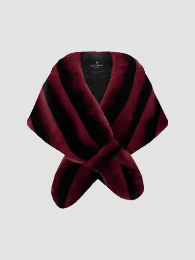 Lyla Grant Women's Fluffy Chinchilla Stole In Burgundy Chinch