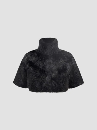 Lyla Grant Women's Fox Bolero Coat In Black