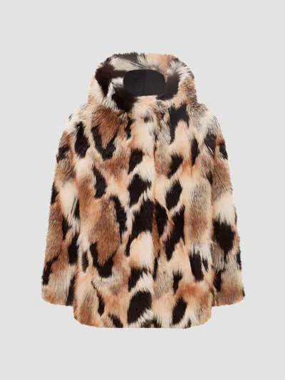 Lyla Grant Women's Fox Jacket With Hood In Multicolor