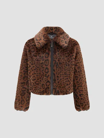 Lyla Grant Women's Fur Mink Jacket In Dark Brown Leopard