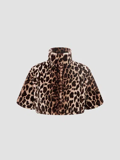 Lyla Grant Women's Sheared Bolero Coat In Brown Leopard