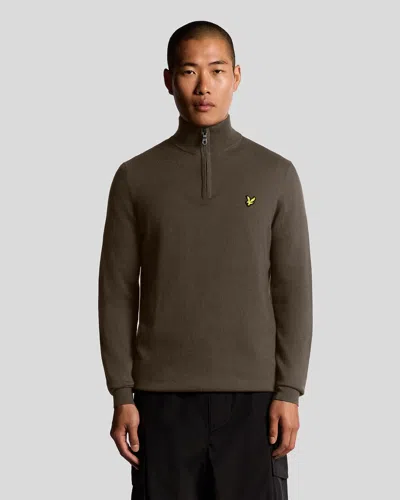 Lyle-and-scott-1874 Shirts Man Lyle And Scott 1874 Kn2112vc Ctttn Merino Qrtr Zip Jump X863 Express In Brown