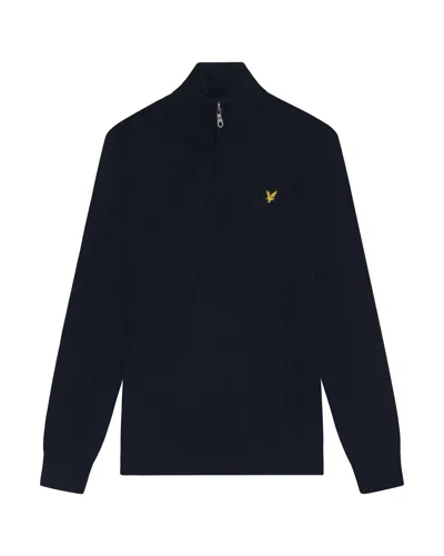 Lyle-and-scott-1874 Shirts Man Lyle And Scott 1874 Kn2112vc Ctttn Merino Qrtr Zip Jump Z271 Dark Navy In Blue
