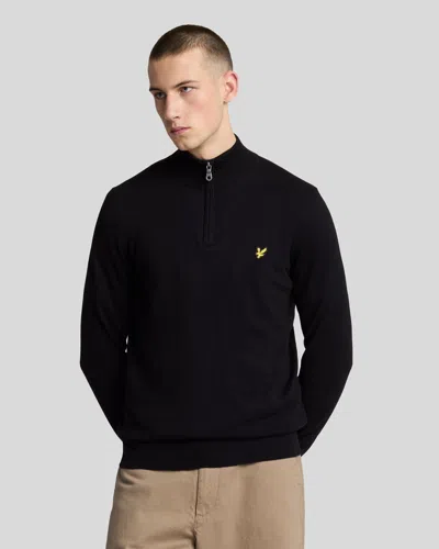 Lyle-and-scott-1874 Shirts Man Lyle And Scott 1874 Kn2112vc Ctttn Merino Qrtr Zip Jump Z865 Jet Black