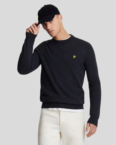 Lyle-and-scott-1874 Shirts Man Lyle And Scott 1874 Kn2114v Lambswool Blend Crew Z56 Dark Navy Marl In Blue