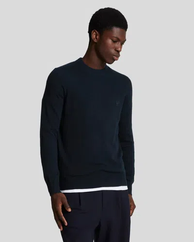 Lyle-and-scott-1874 Shirts Man Lyle And Scott 1874 Kn2124v Tonal Lambswool Crew Z271 Dark Navy In Blue