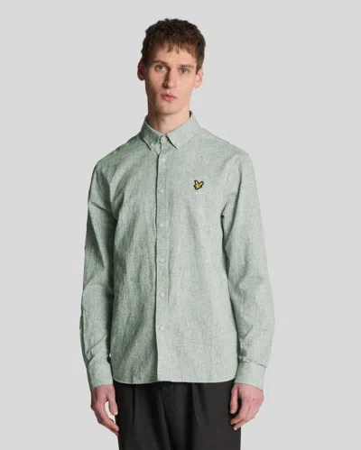Lyle-and-scott-1874 Shirts Man Lyle And Scott 1874 Lw2207v Linen Blend Oxford X583 Green Mercurial
