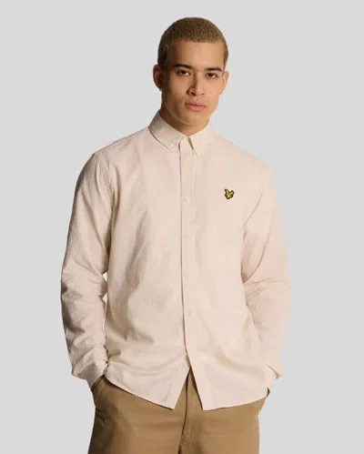 Lyle-and-scott-1874 Shirts Man Lyle And Scott 1874 Lw2207v Linen Blend Oxford X588 Moon In Sand