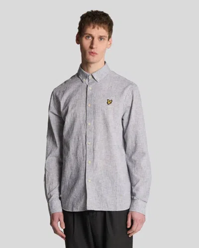 Lyle-and-scott-1874 Shirts Man Lyle And Scott 1874 Lw2207v Linen Blend Oxford Z271 Dark Navy In Blue
