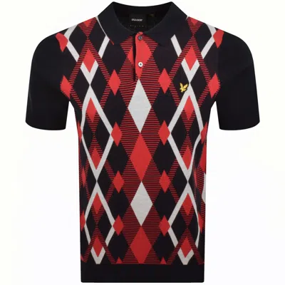 Lyle & Scott Lyle And Scott Argyle Knit Polo Dark Navy In Black