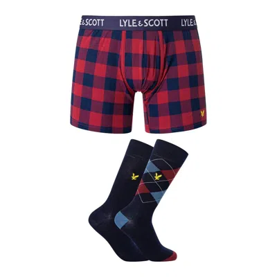 Lyle & Scott Bordeaux Cotton Boxers In Multi