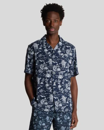 Lyle & Scott Botanical Garden Print Resort Shirt In Brown