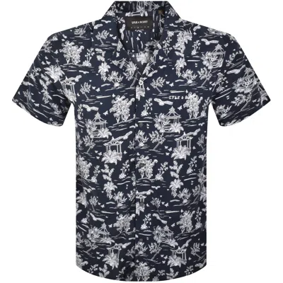 Lyle & Scott Lyle And Scott Botanical Print Resort Shirt Navy In Multi