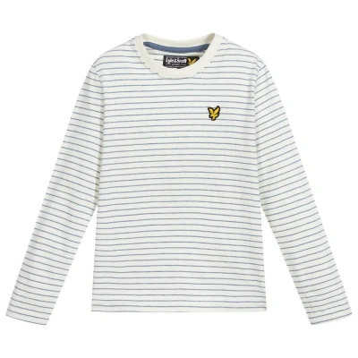 Lyle & Scott Kids' Boys Blue Striped Cotton Top In Gray