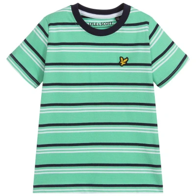 Lyle & Scott Kids' Boys Green Striped Cotton Top