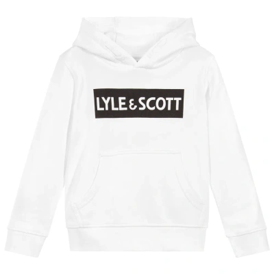 Lyle & Scott Kids' Boys White Cotton Logo Hoodie