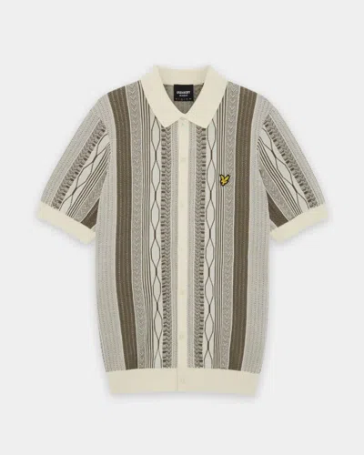 Lyle & Scott Brocade Jacquard Short Sleeve Mens Knitted Shirt In Brown