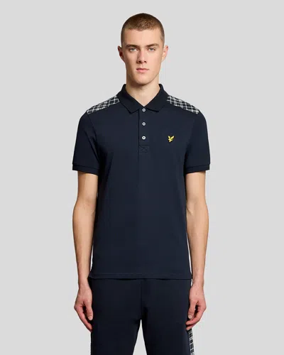Lyle & Scott Check Panelled Mens Polo Shirt In Blue
