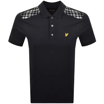 Lyle & Scott Lyle And Scott Check Panelled Polo T Shirt Navy In Black