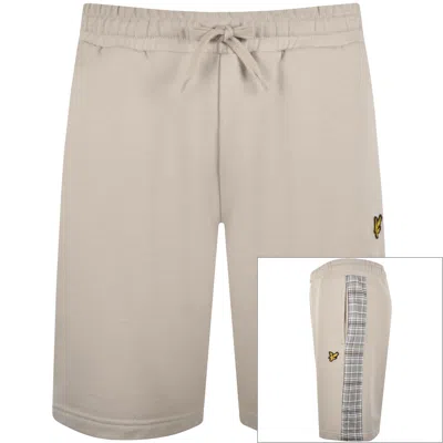 Lyle & Scott Lyle And Scott Check Panelled Sweat Shorts Beige In Gold