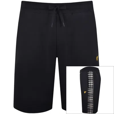 Lyle & Scott Lyle And Scott Check Panelled Sweat Shorts Navy In Black