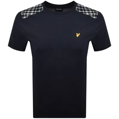 Lyle & Scott Lyle And Scott Check Panelled T Shirt Dark Navy In Blue