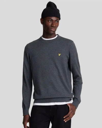 Lyle & Scott Cotton Merino Crew Neck Sweater In Gray